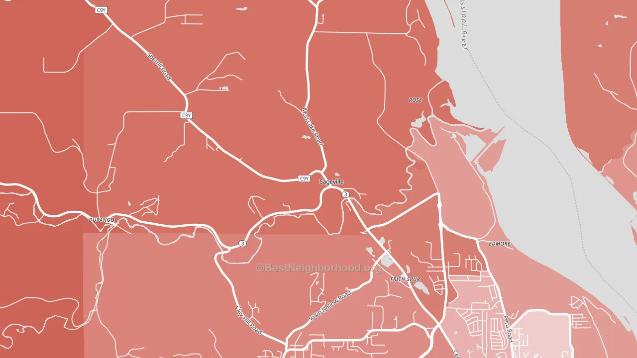 Sageville, IA block-group political-lean map