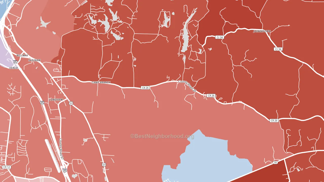 Saginaw, AL block-group political-lean map