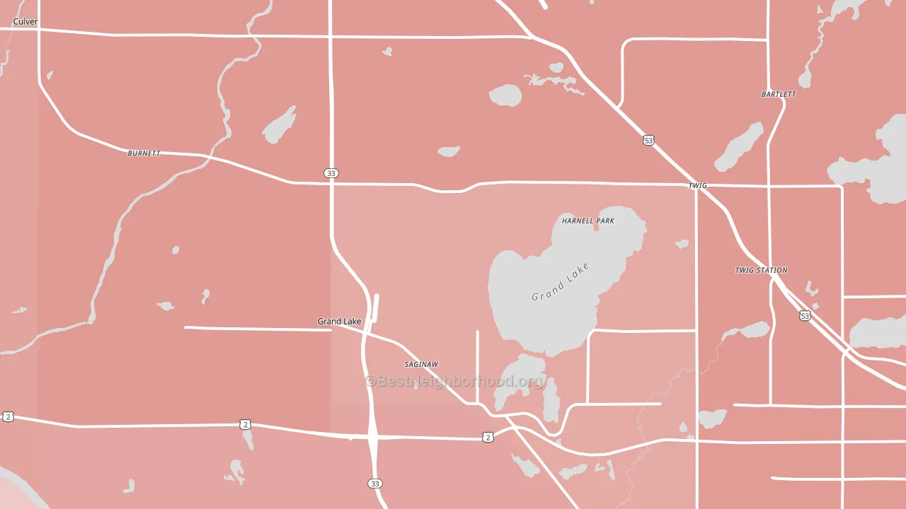 Saginaw, MN block-group political-lean map