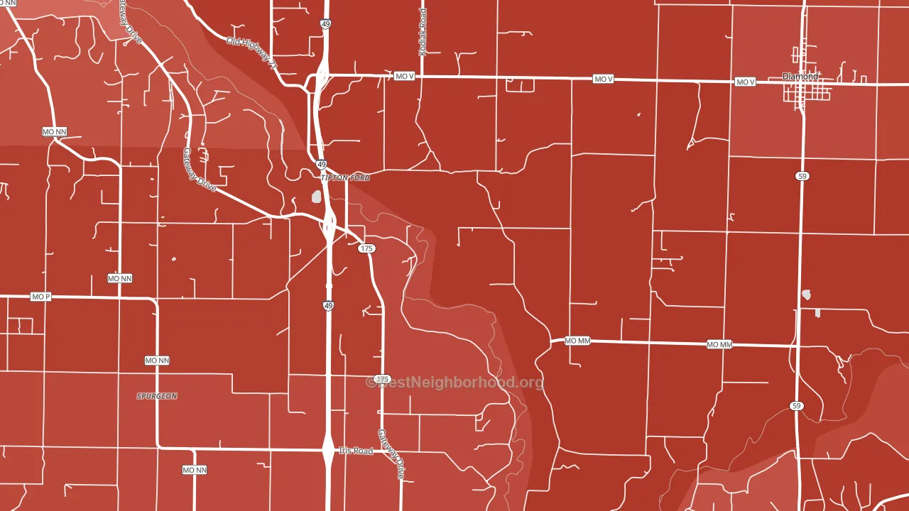 Saginaw, MO block-group political-lean map