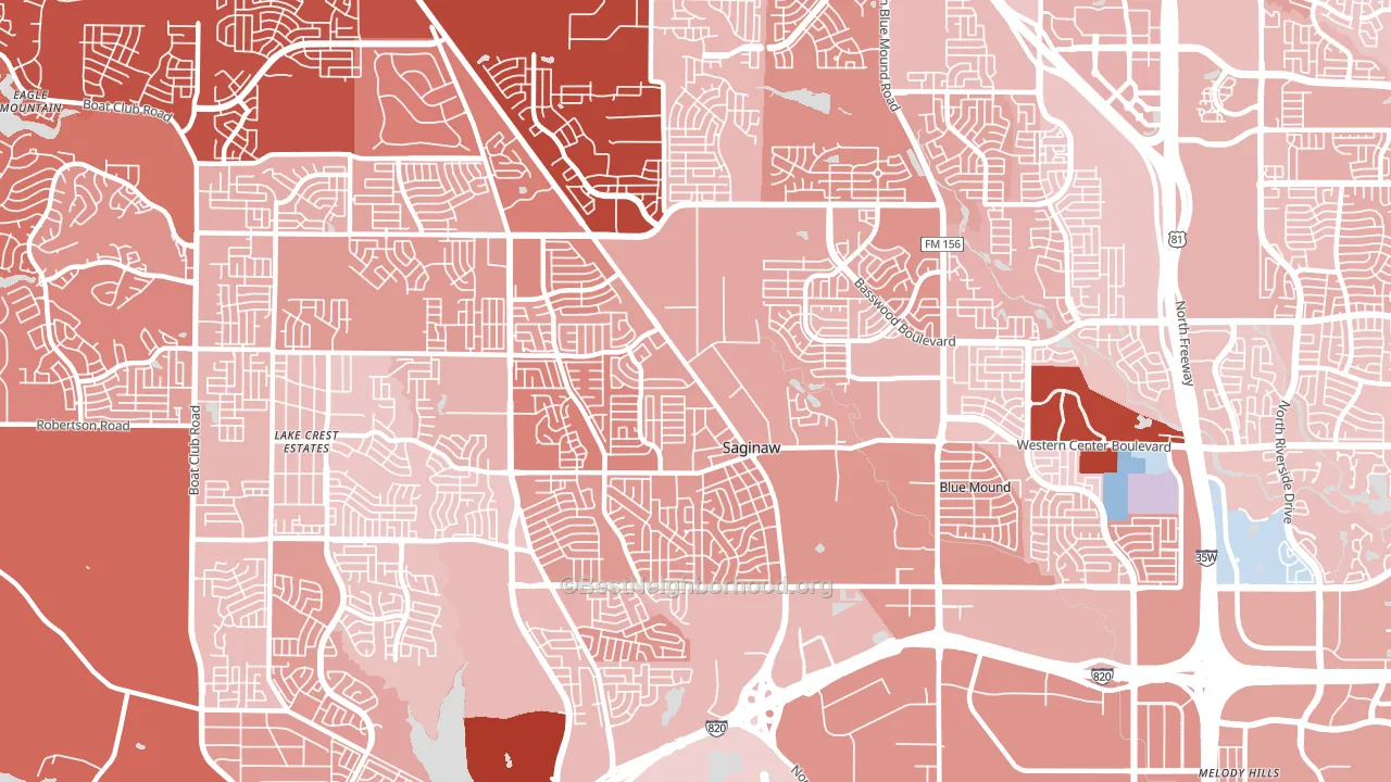 Saginaw, TX block-group political-lean map