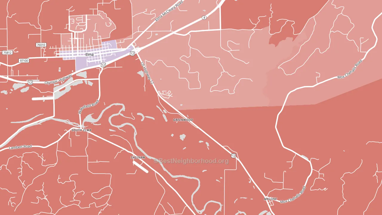 Saginaw, WA block-group political-lean map