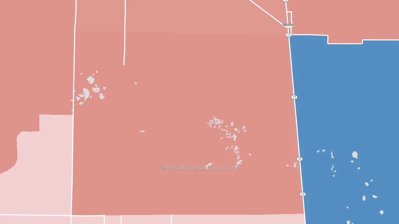 Saguache County, CO block-group political-lean map