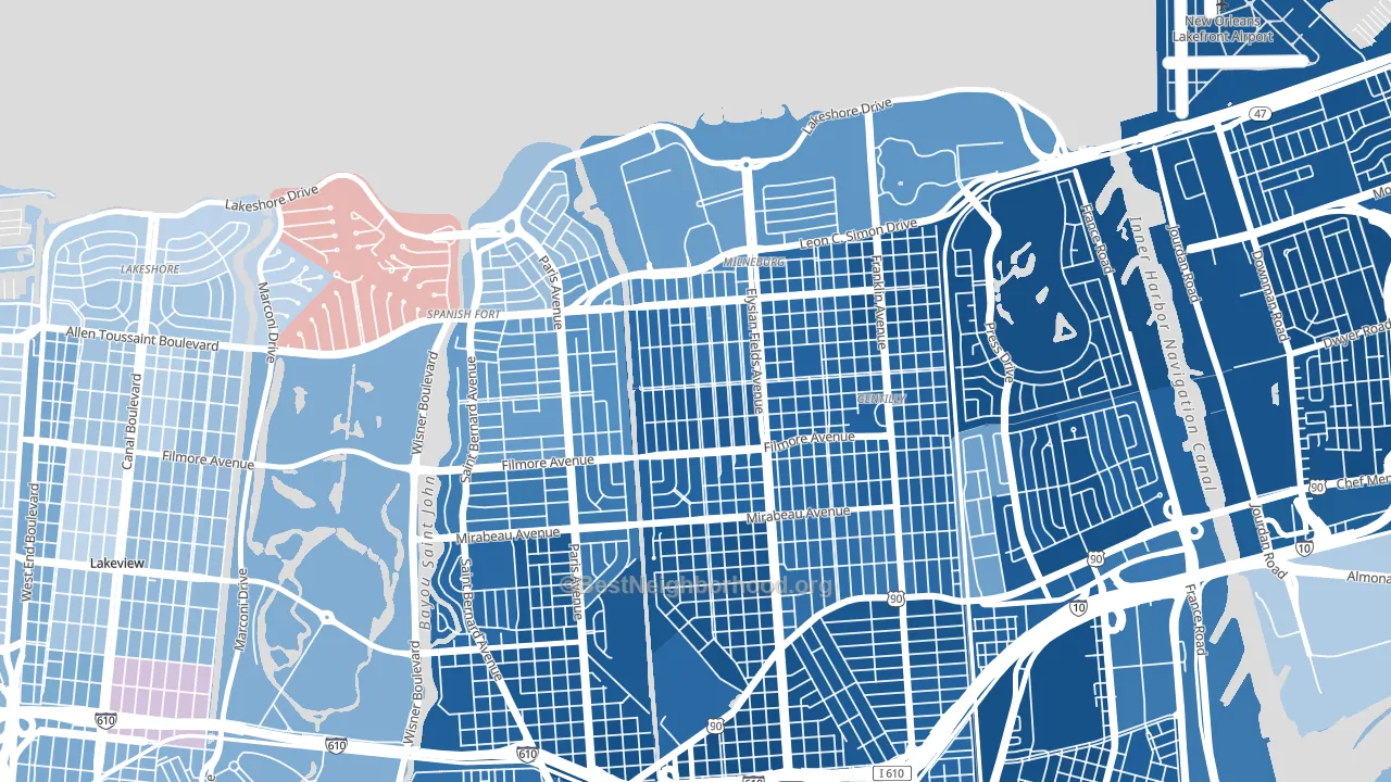 Saint Anthony, New Orleans, LA block-group political-lean map