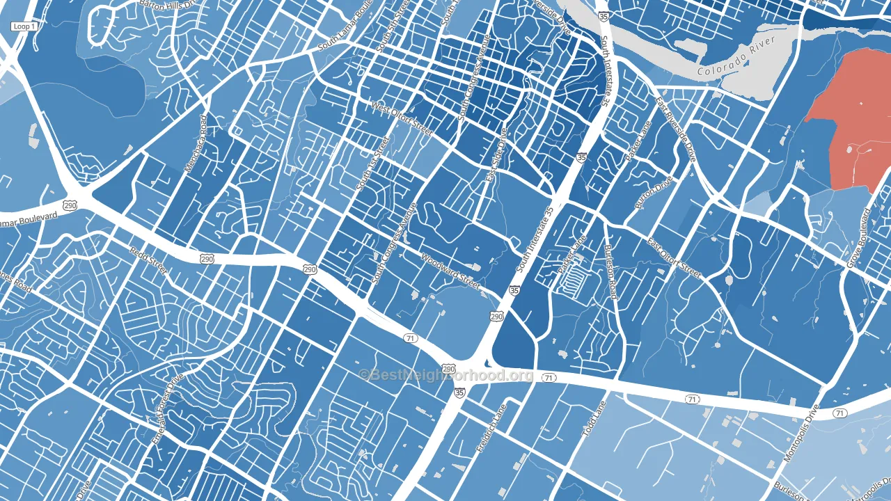 Saint Edwards, Austin, TX block-group political-lean map