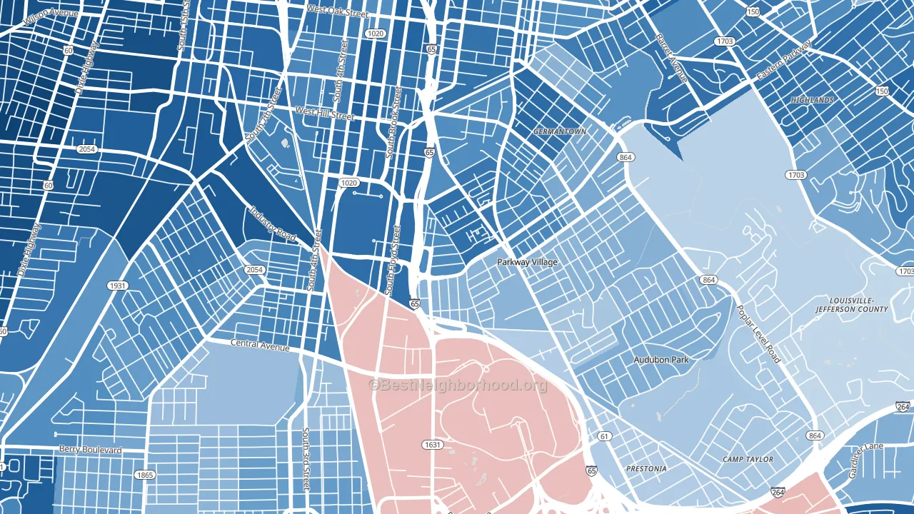 Saint Joseph, Louisville, KY block-group political-lean map