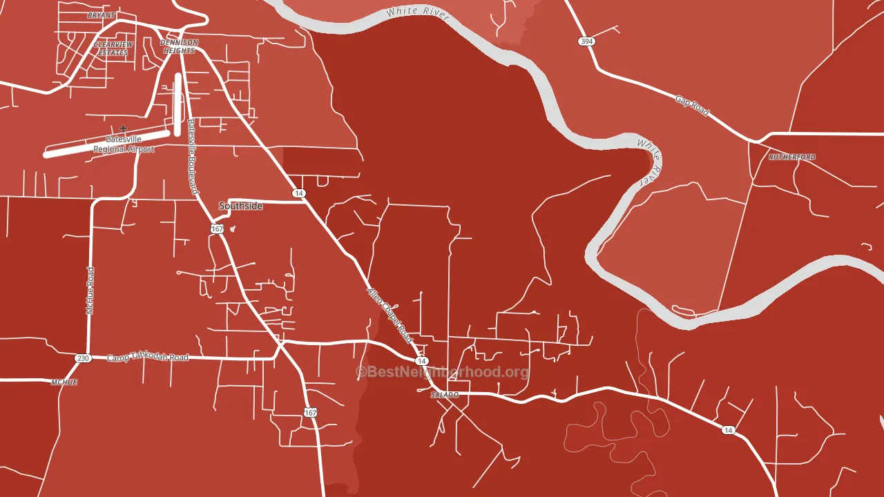 Salado, AR block-group political-lean map