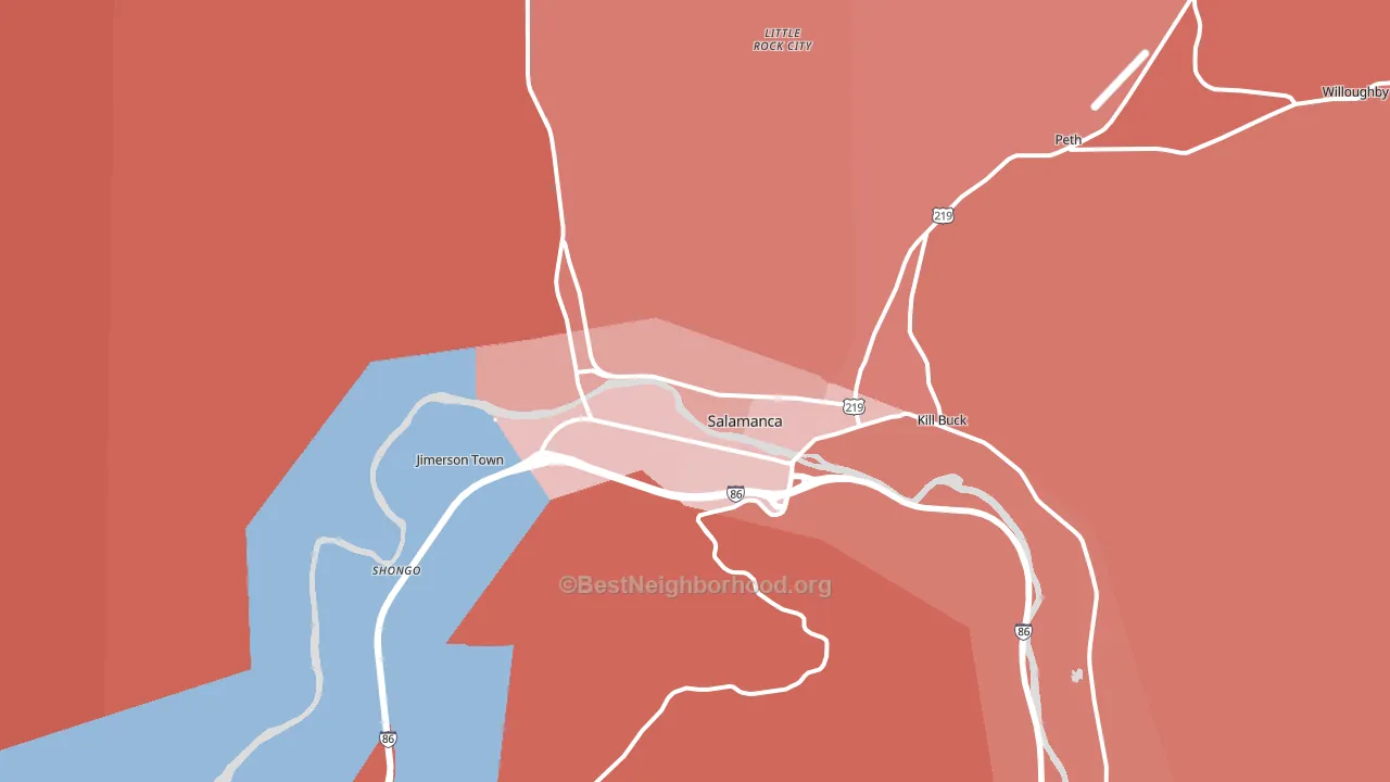 Salamanca, NY block-group political-lean map