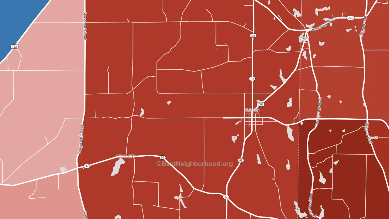 Sale City, GA block-group political-lean map