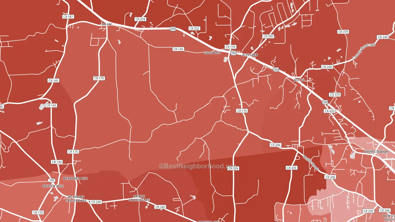 Salem, AL block-group political-lean map