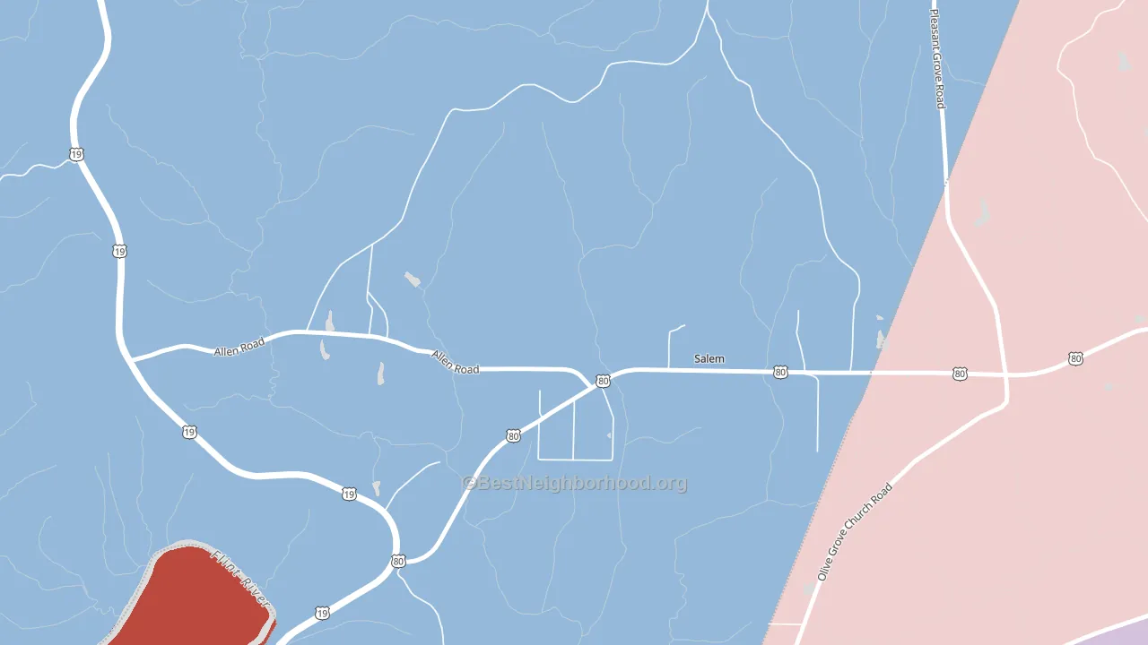 Salem, GA block-group political-lean map