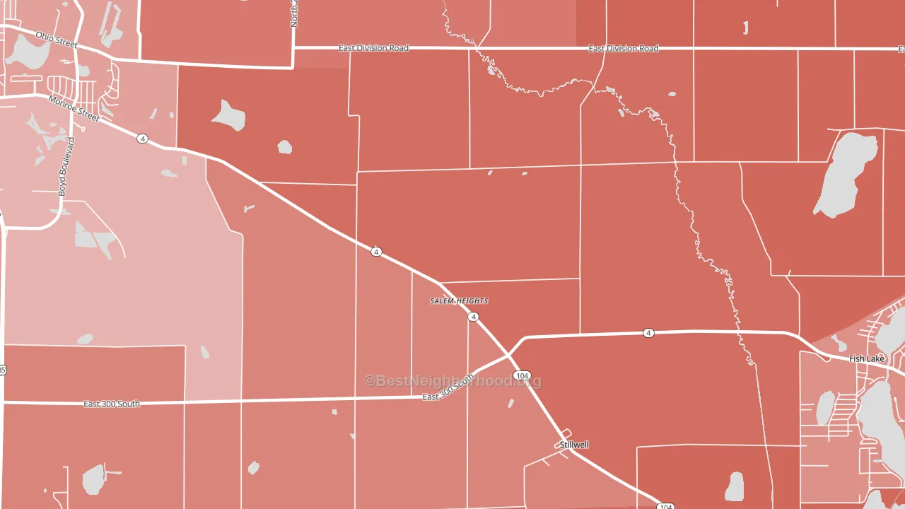 Salem Heights, IN block-group political-lean map