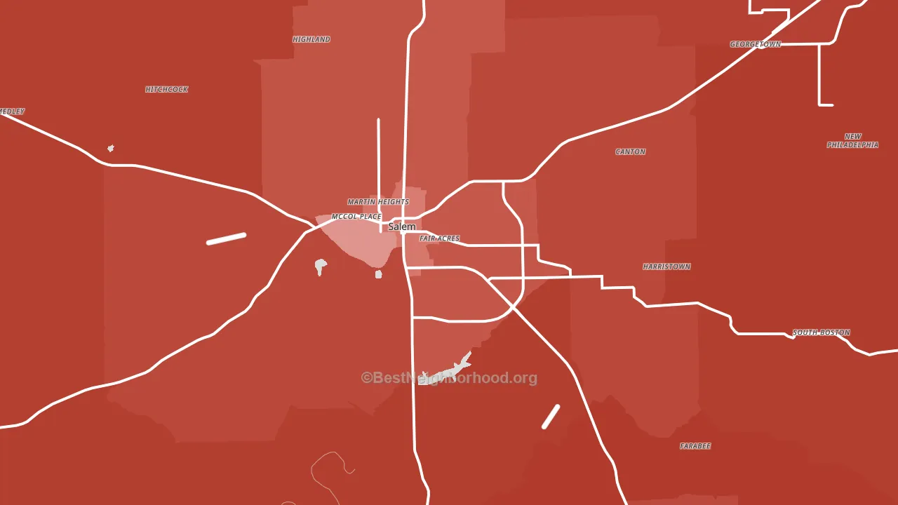 Salem, IN block-group political-lean map