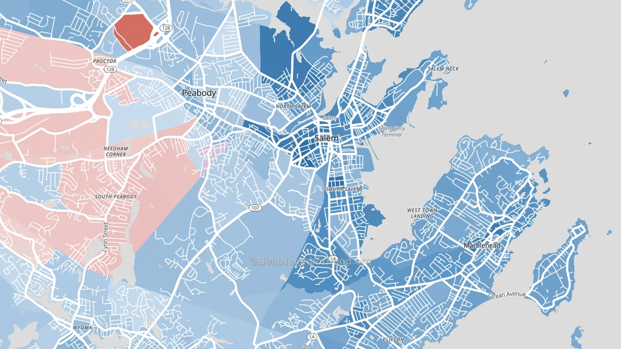 Salem, MA block-group political-lean map