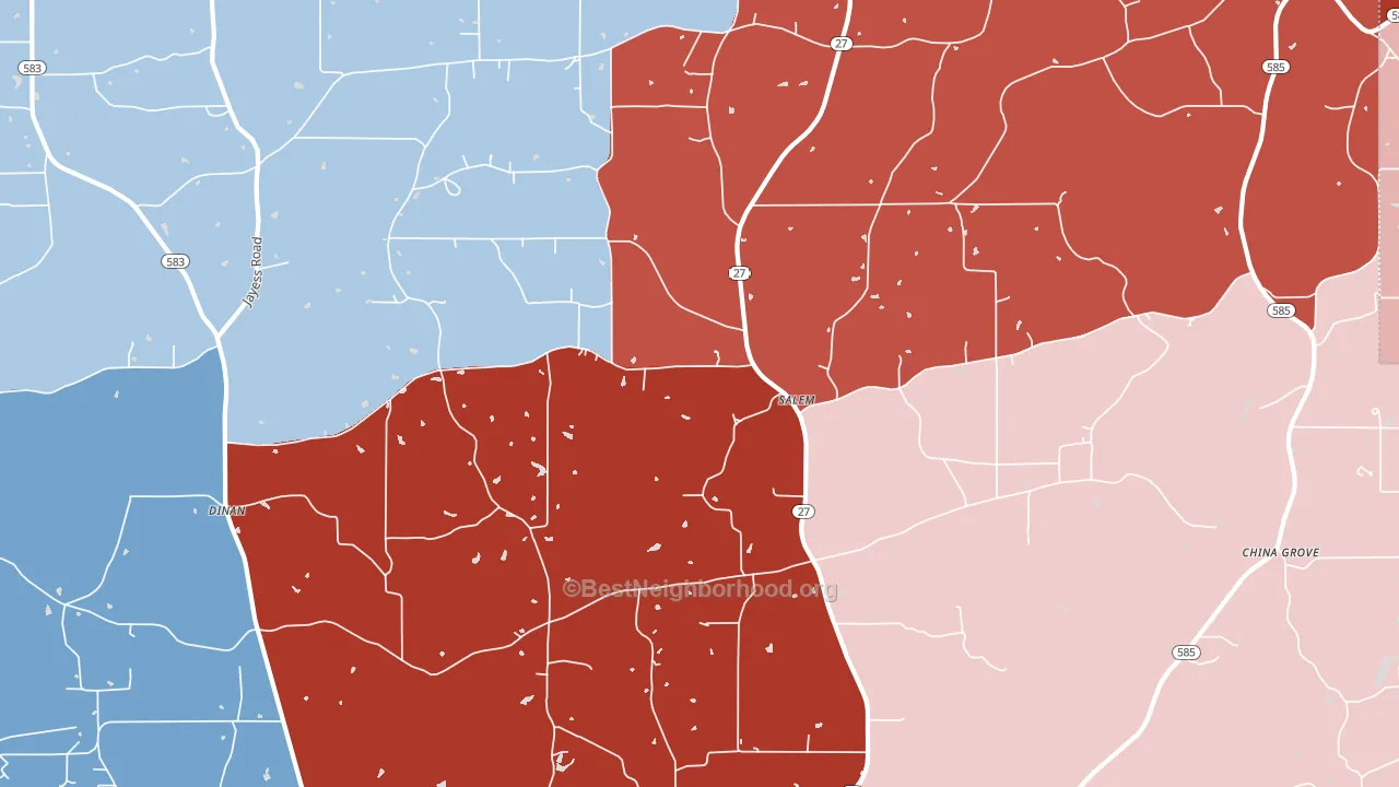 Salem, MS block-group political-lean map