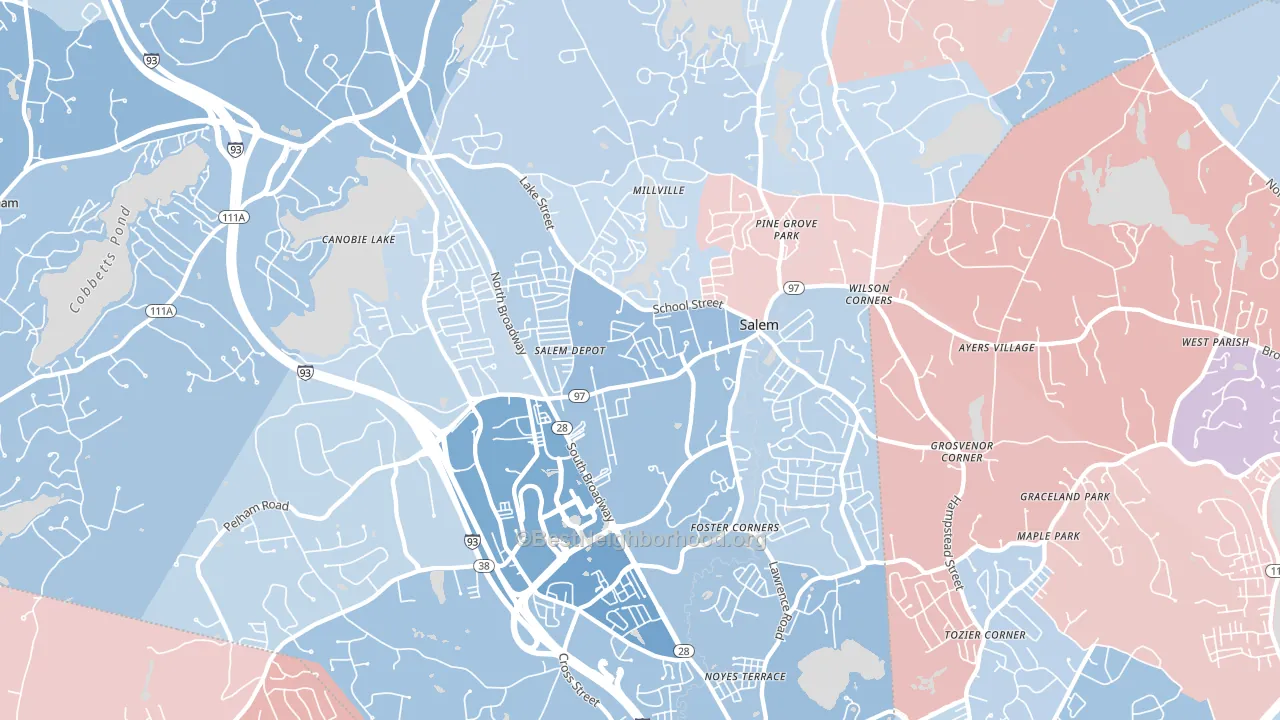 Salem, NH block-group political-lean map
