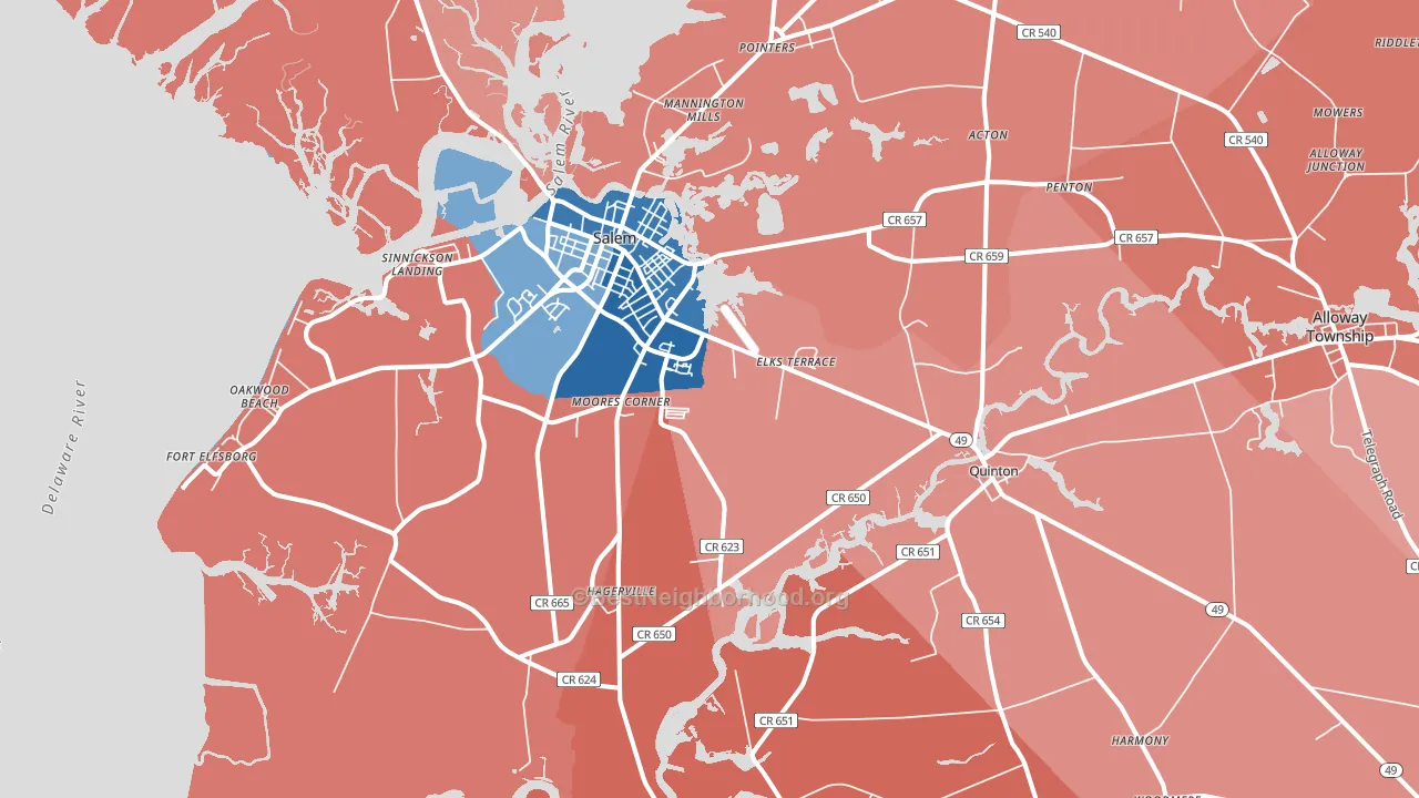 Salem, NJ block-group political-lean map