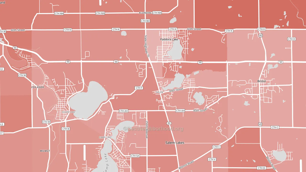 Salem, WI block-group political-lean map