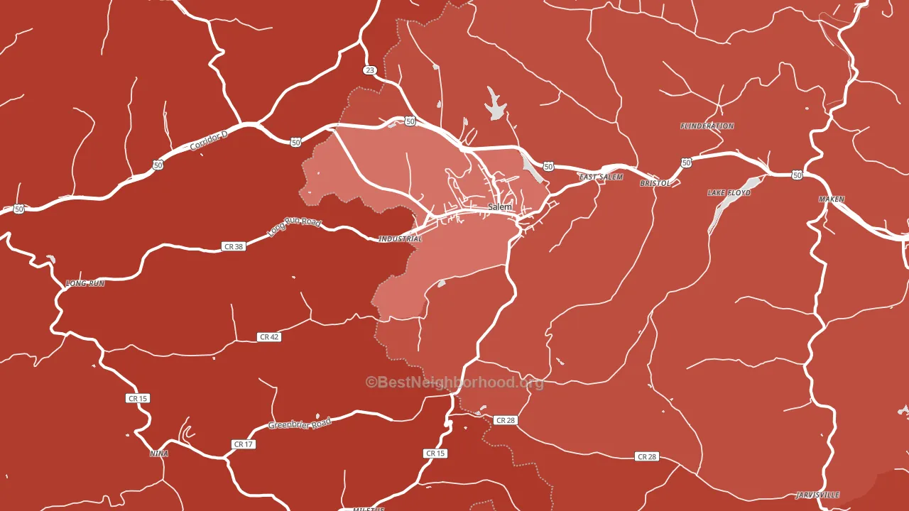 Salem, WV block-group political-lean map