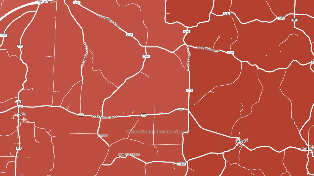 Salesville, OH block-group political-lean map