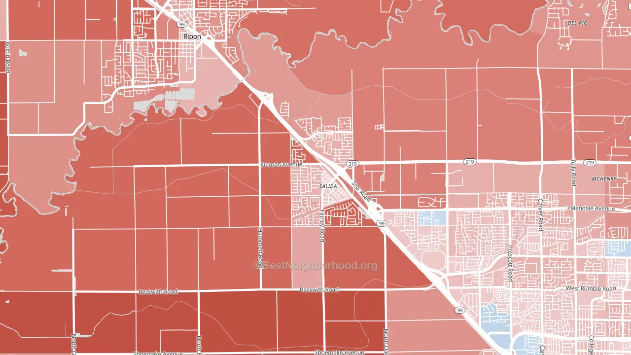 Salida, CA block-group political-lean map