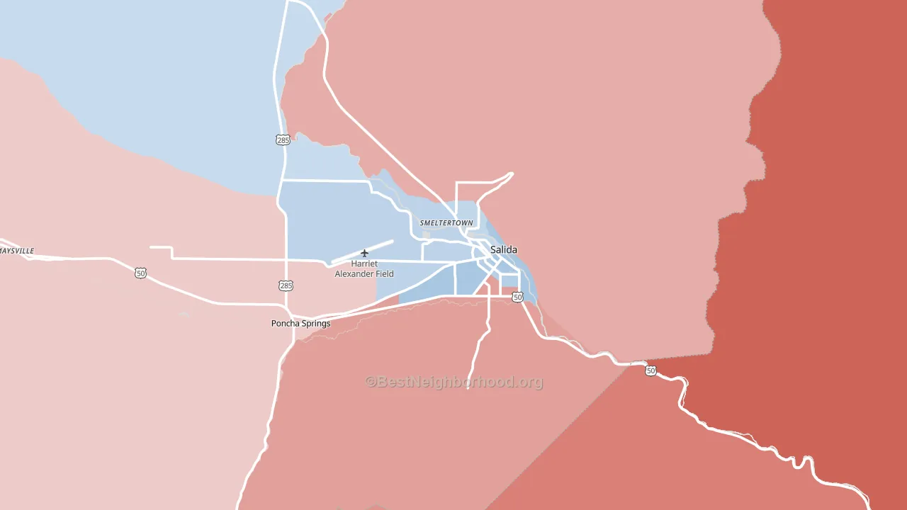 Salida, CO block-group political-lean map