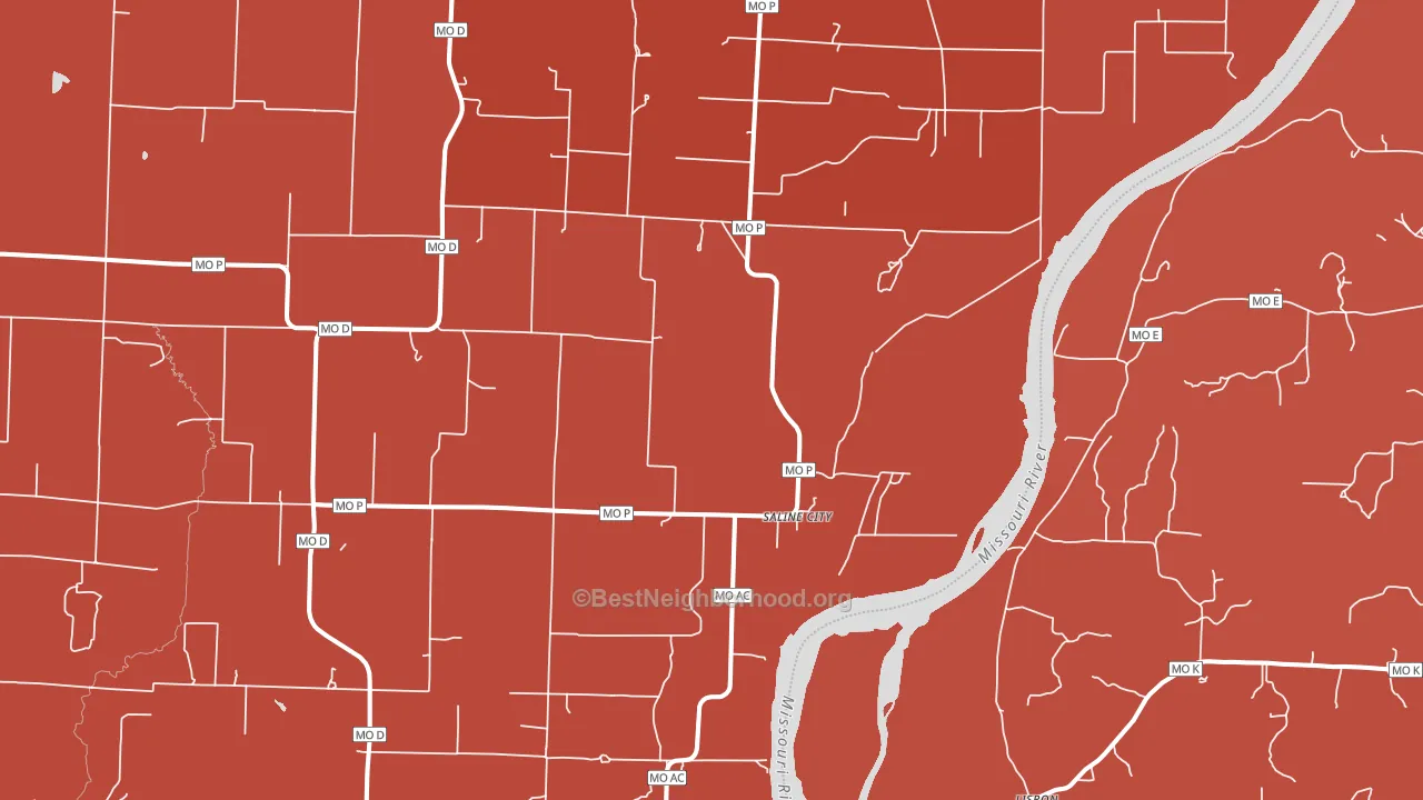 Saline City, MO block-group political-lean map