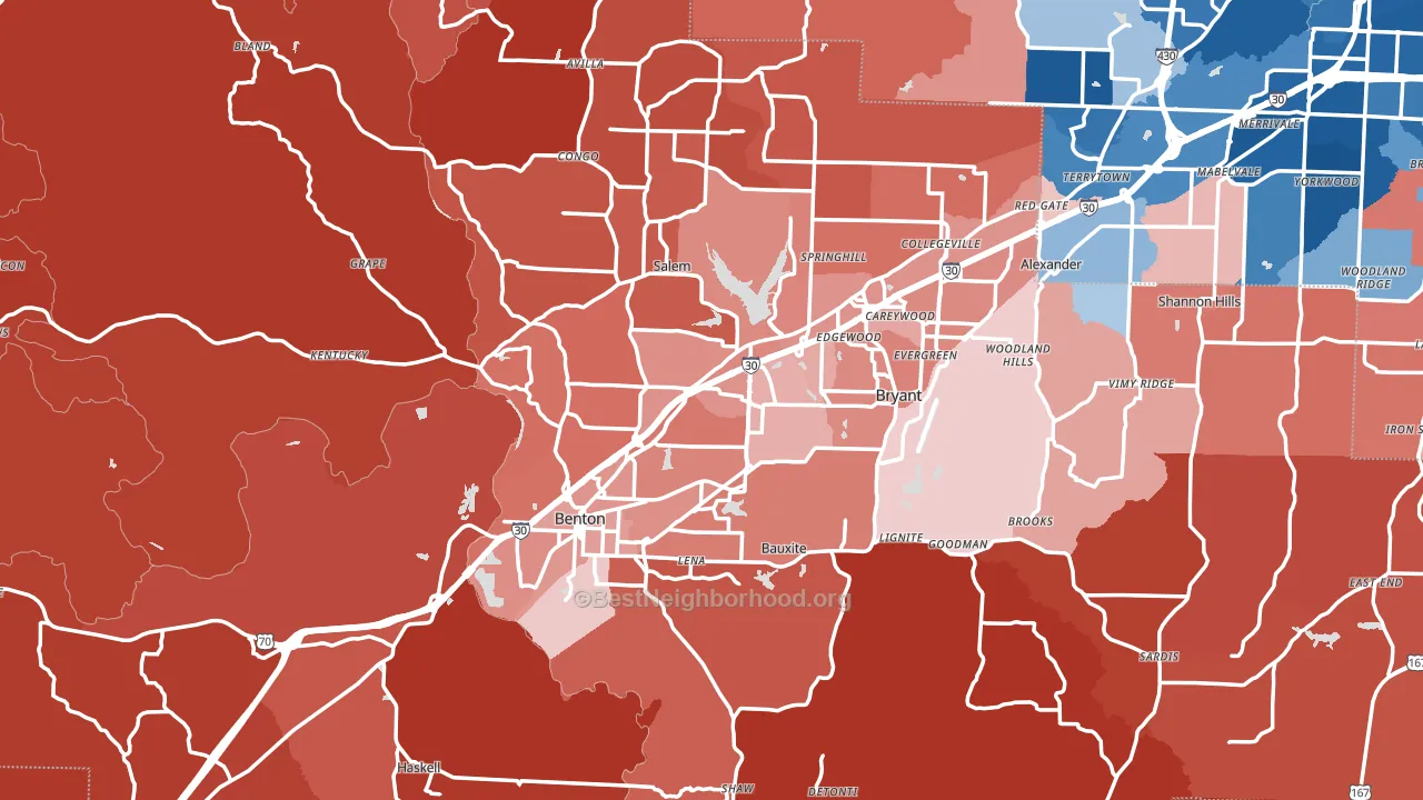Saline County, AR block-group political-lean map