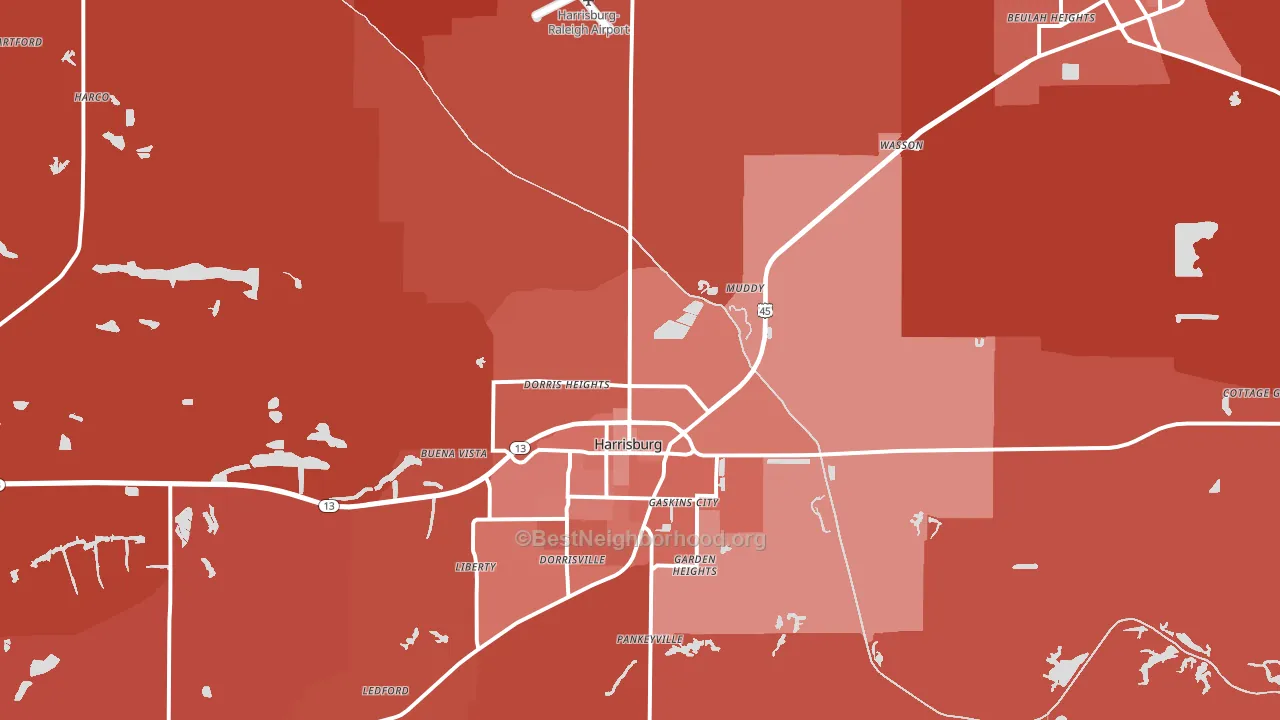 Saline County, IL block-group political-lean map