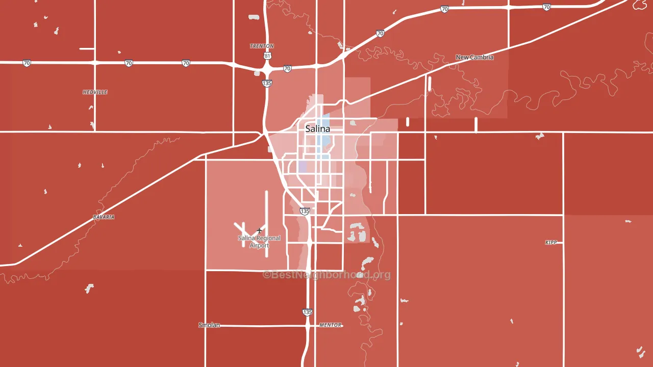 Saline County, KS block-group political-lean map