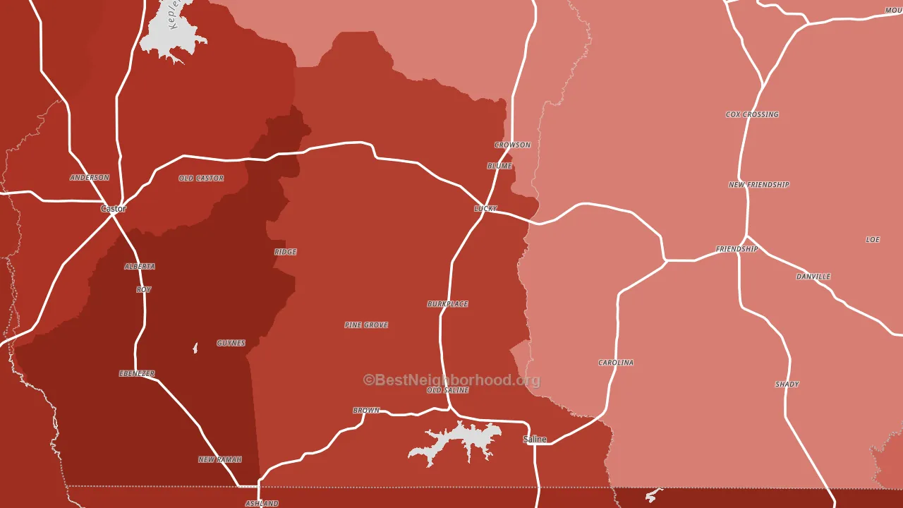 Saline, LA block-group political-lean map