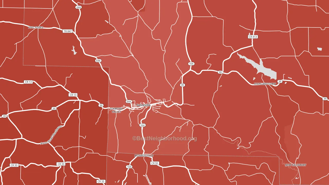 Salineville, OH block-group political-lean map
