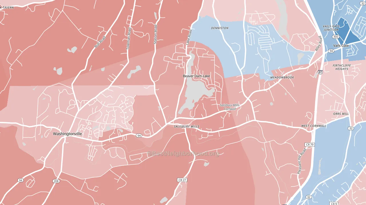Salisbury Mills, NY block-group political-lean map