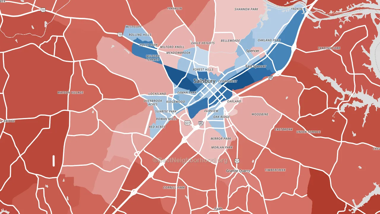 Salisbury, NC block-group political-lean map