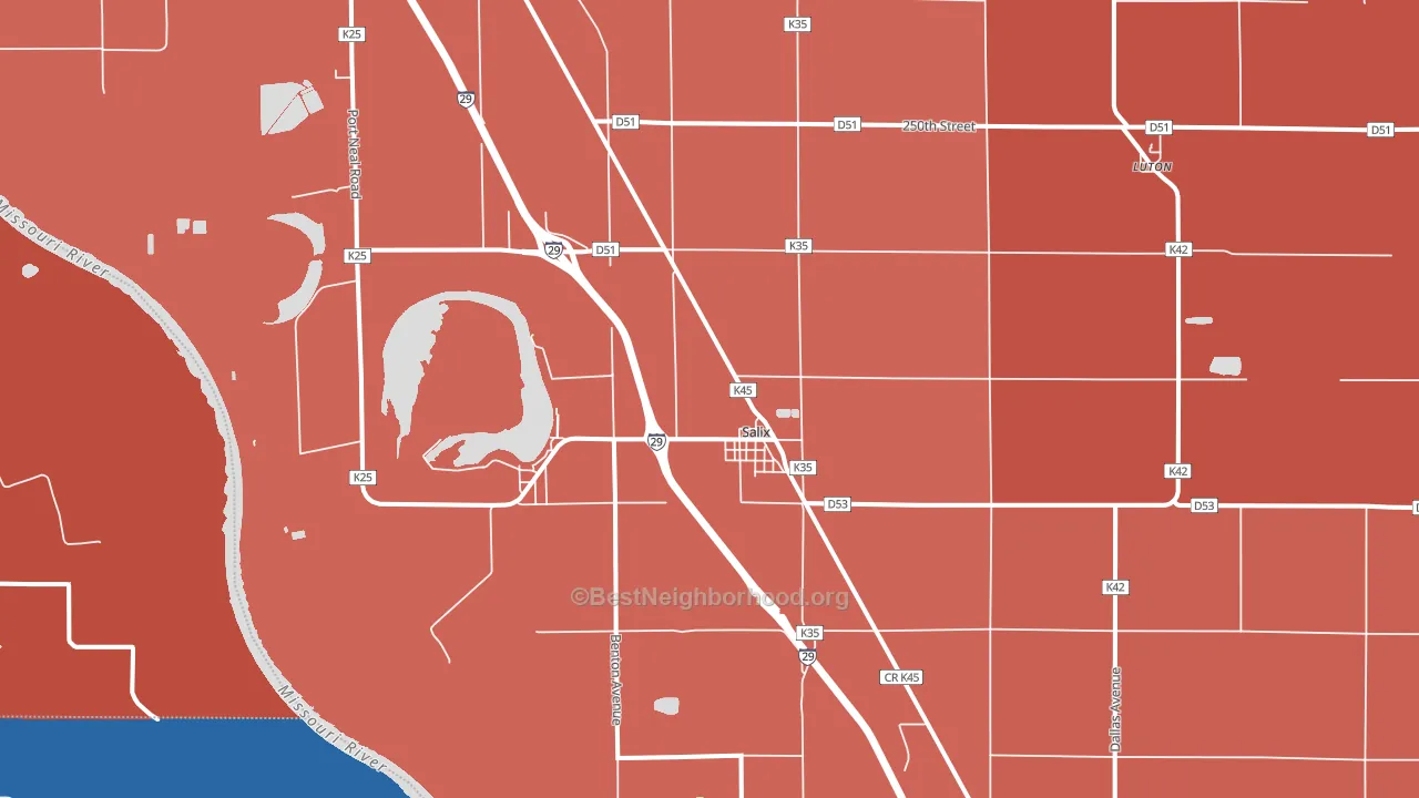 Salix, IA block-group political-lean map