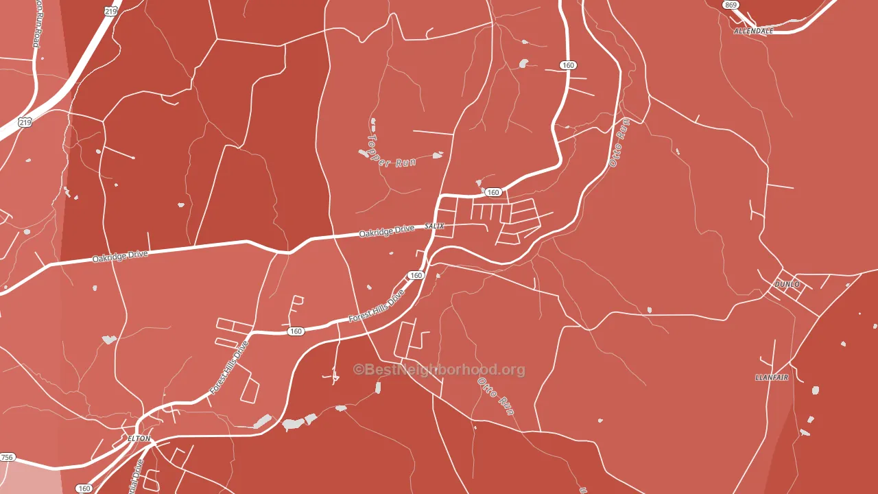 Salix, PA block-group political-lean map