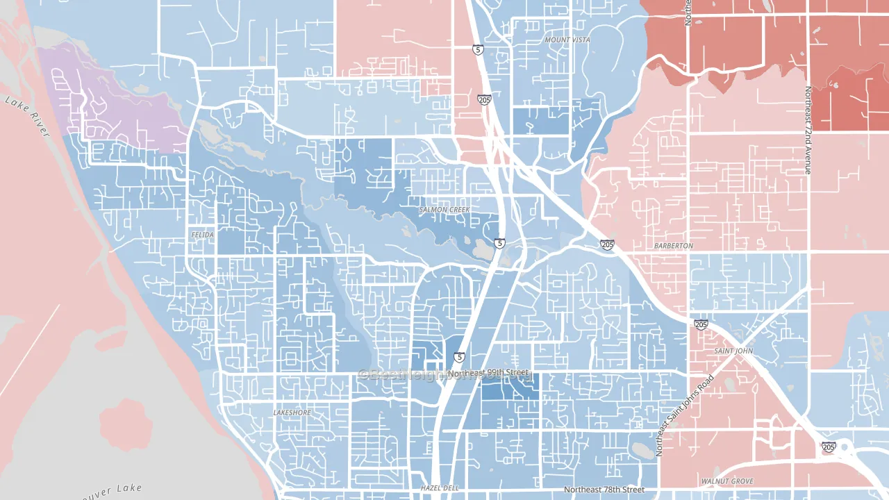 Salmon Creek, WA block-group political-lean map