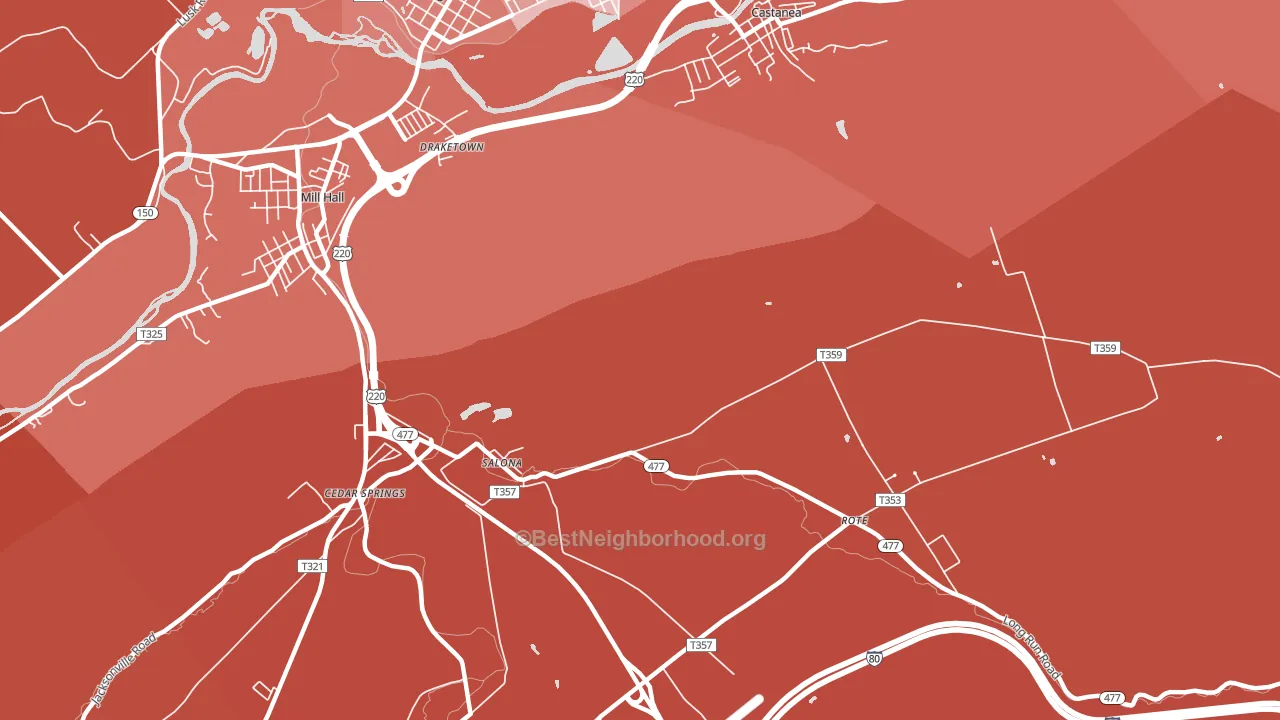 Salona, PA block-group political-lean map