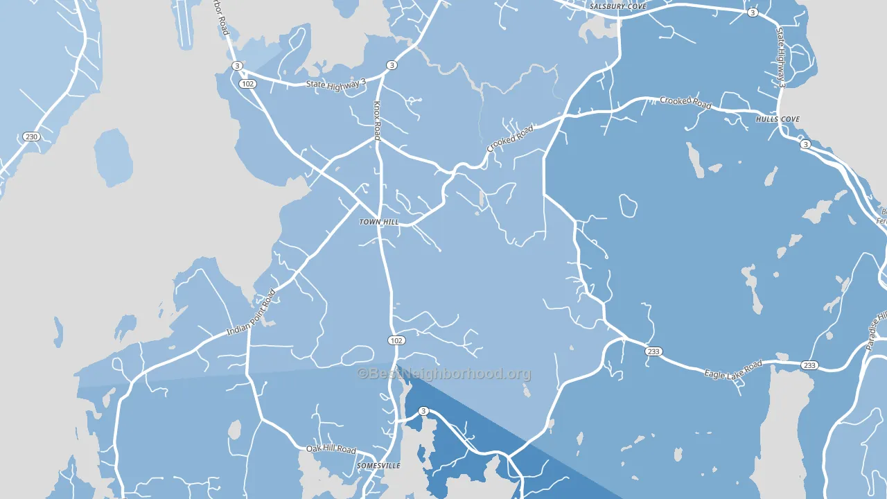 Salsbury Cove, ME block-group political-lean map