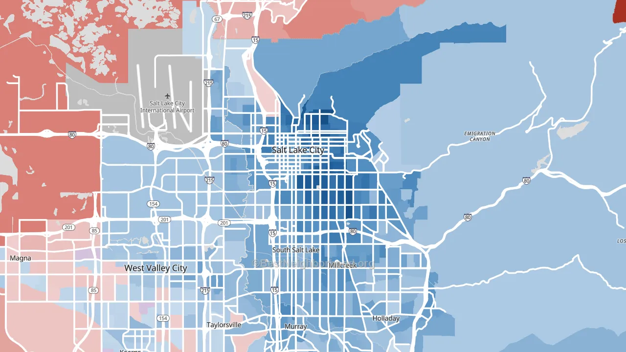 Salt Lake City, UT block-group political-lean map