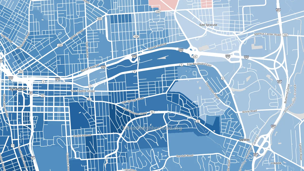 Salt Springs, Syracuse, NY block-group political-lean map