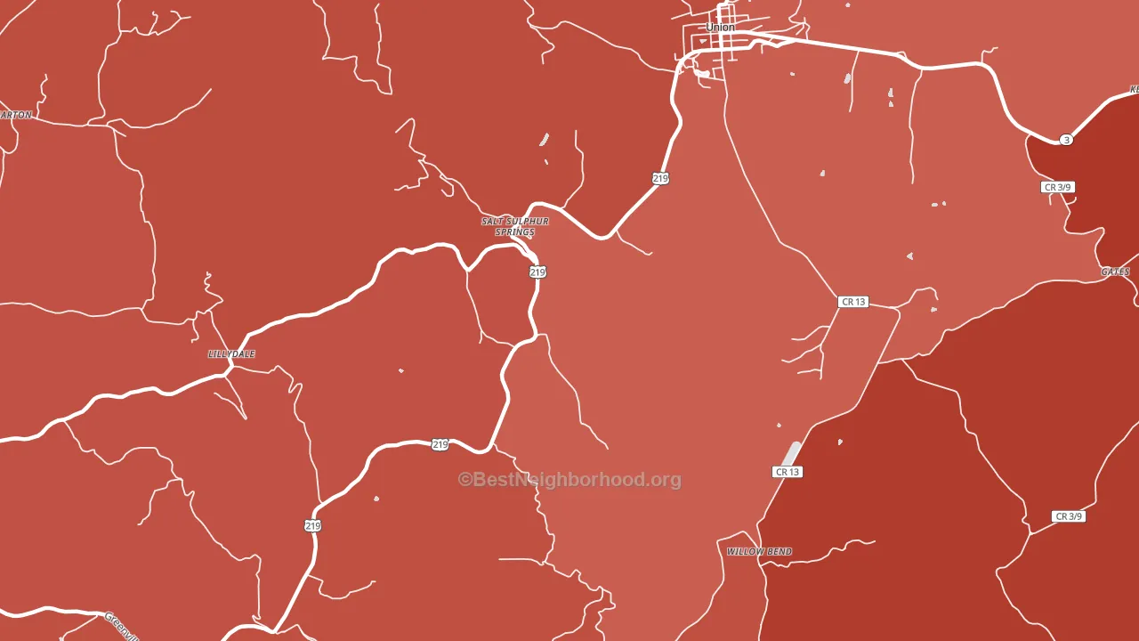 Salt Sulphur Springs, WV block-group political-lean map