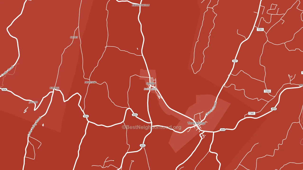Saltillo, PA block-group political-lean map