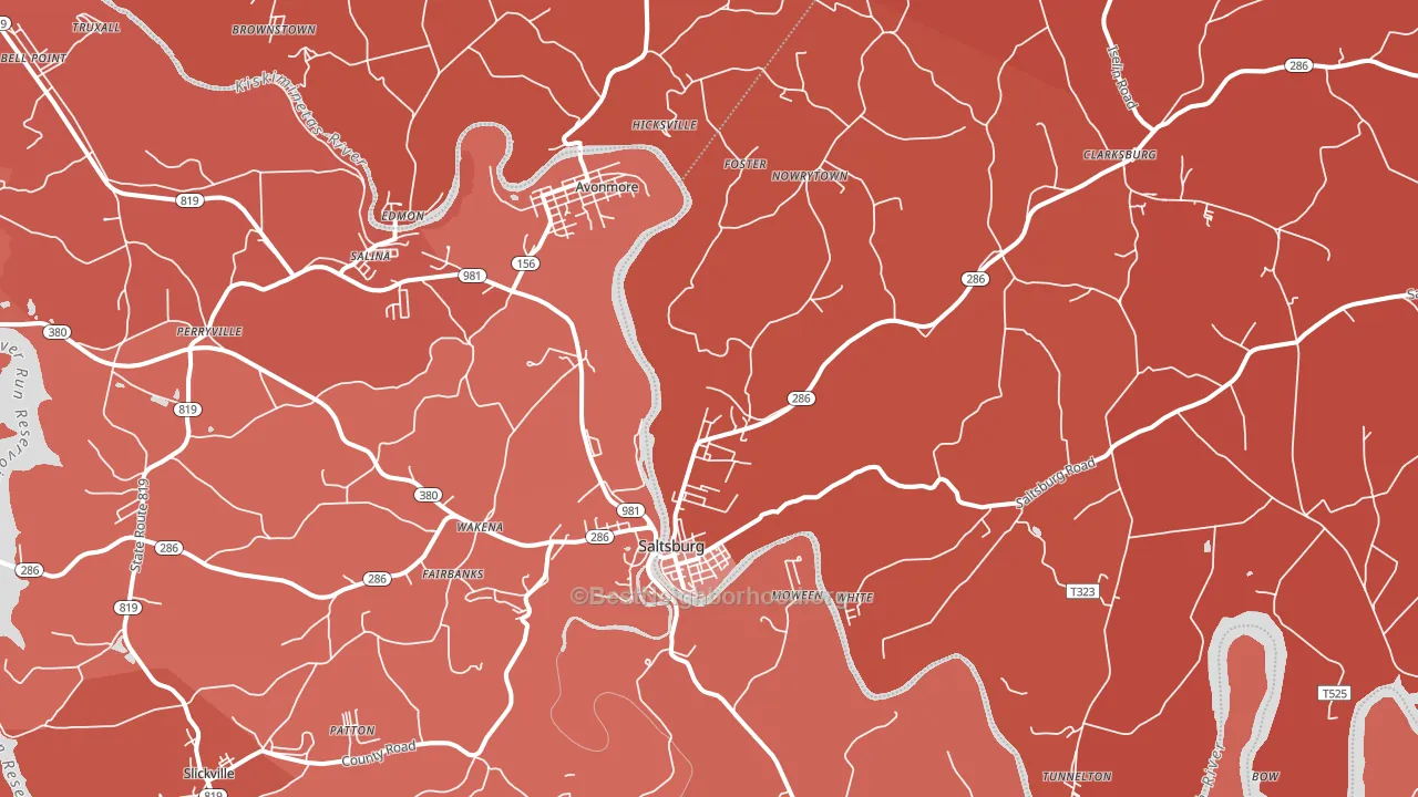 Saltsburg, PA block-group political-lean map