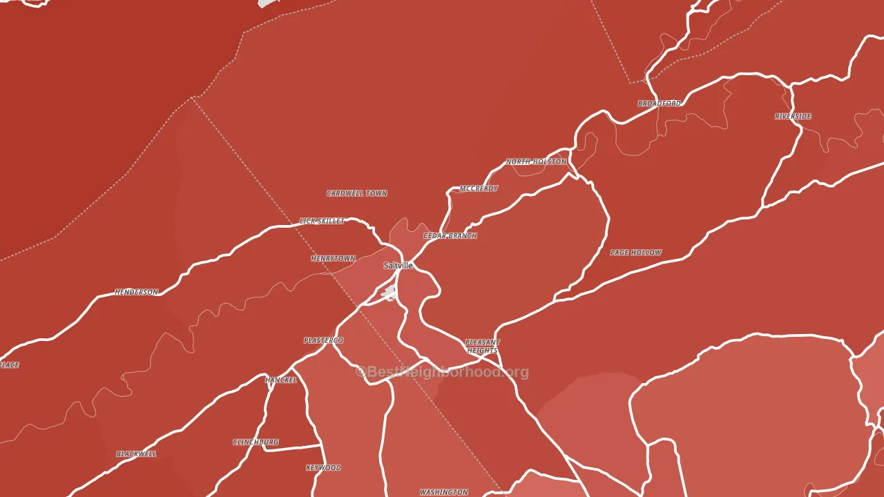 Saltville, VA block-group political-lean map