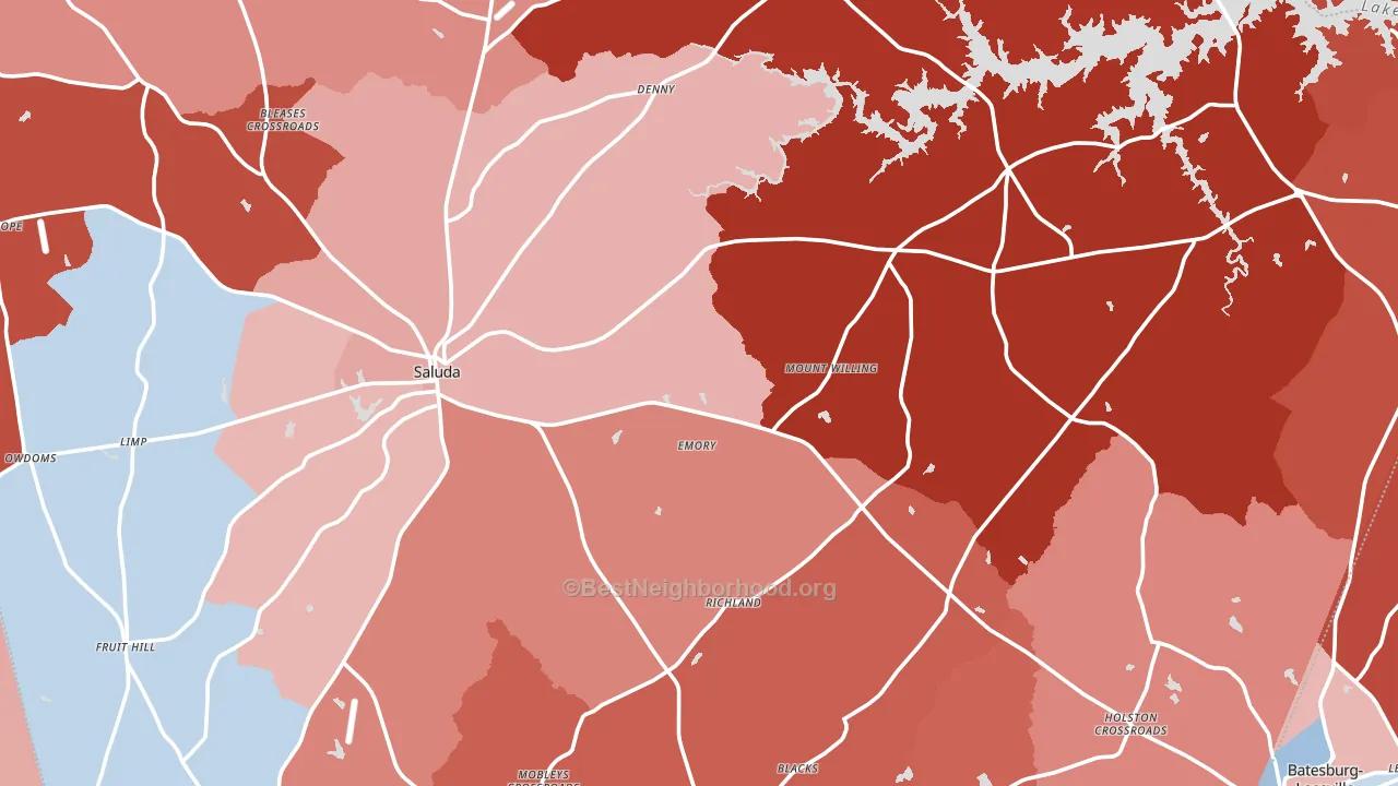 Saluda County, SC block-group political-lean map