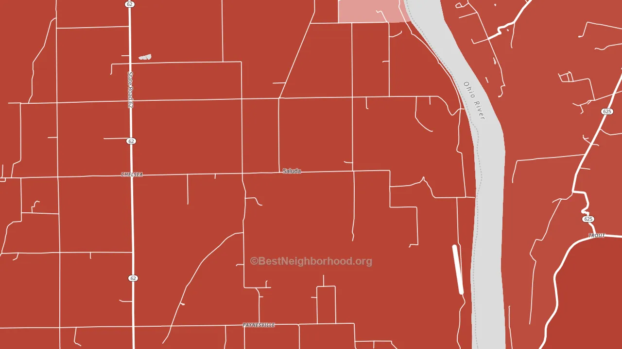 Saluda, IN block-group political-lean map