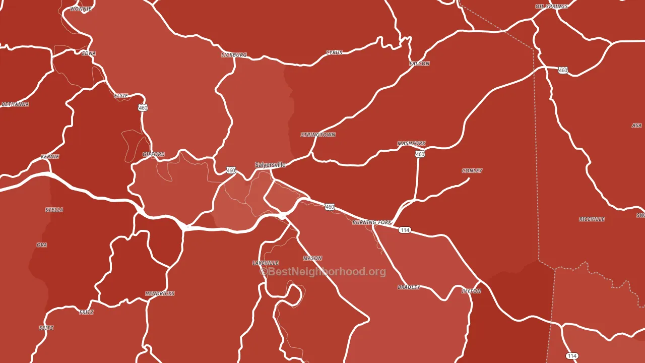 Salyersville, KY block-group political-lean map