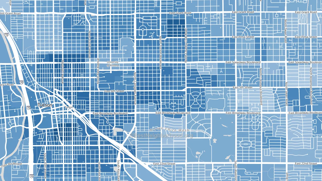 Sam Hughes, Tucson, AZ block-group political-lean map