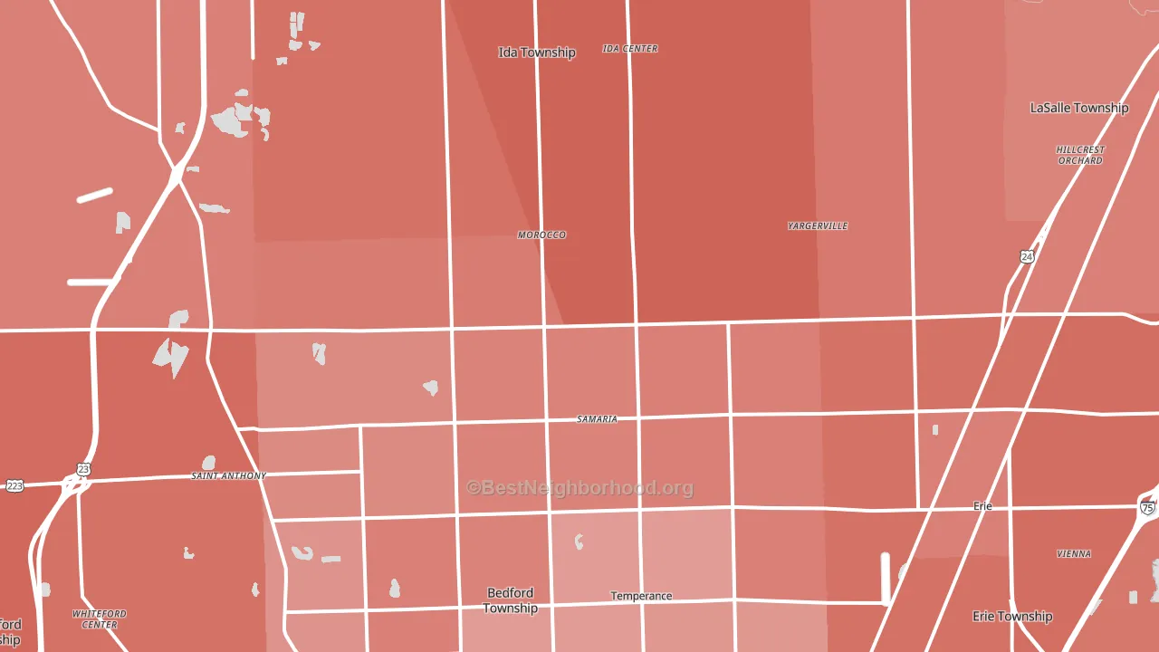 Samaria, MI block-group political-lean map